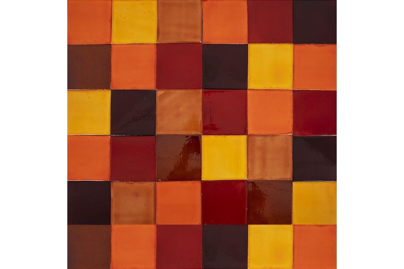 Caramelo – Ciepłe meksykańskie płytki patchworkowe 10,5x10,5 cm – 30 ozdobnych płytek ceramicznych, 0,33 m², do wnętrz: łazienka, kuchnia, prysznic