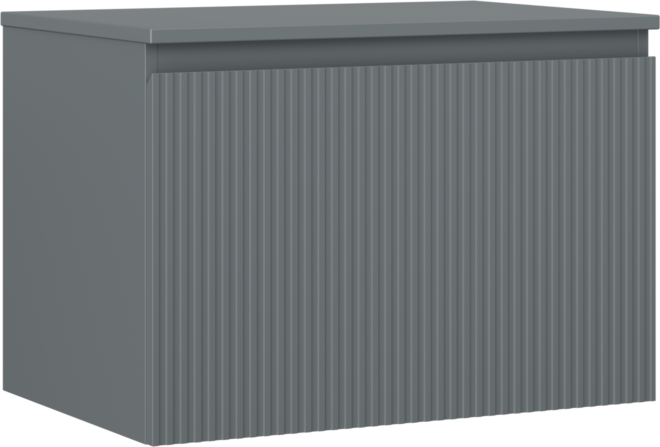 Mexen Rivel szafka łazienkowa podumywalkowa 70 cm z blatem, 1 szuflada, ryflowana , grafit mat - 91A20-07047-1-BFC66