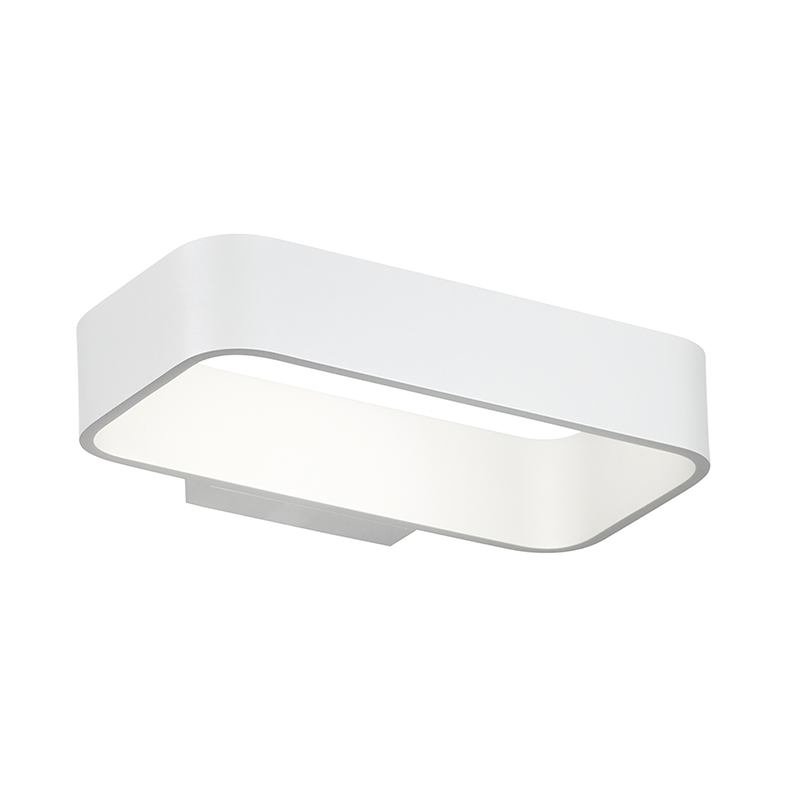 Kinkiet LED Klaus 8W 3000K IP54 w kolorze białego aluminium – nowoczesny, minimalistyczny design do wnętrz i na zewnątrz – Rossini Group