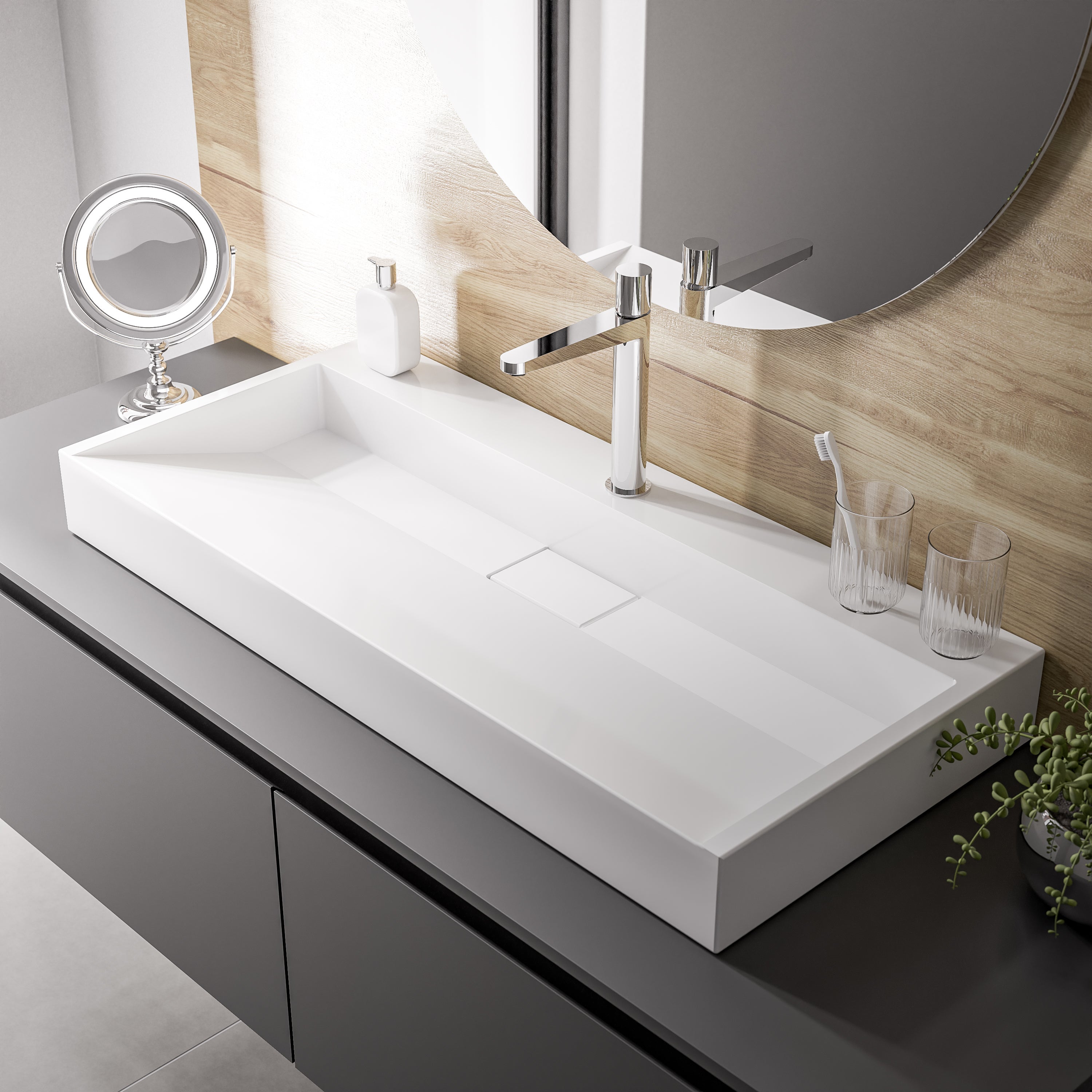Bernstein Umywalka ścienna/nablatowa marmur kompozytowy BS6001 – 50 cm z otworem