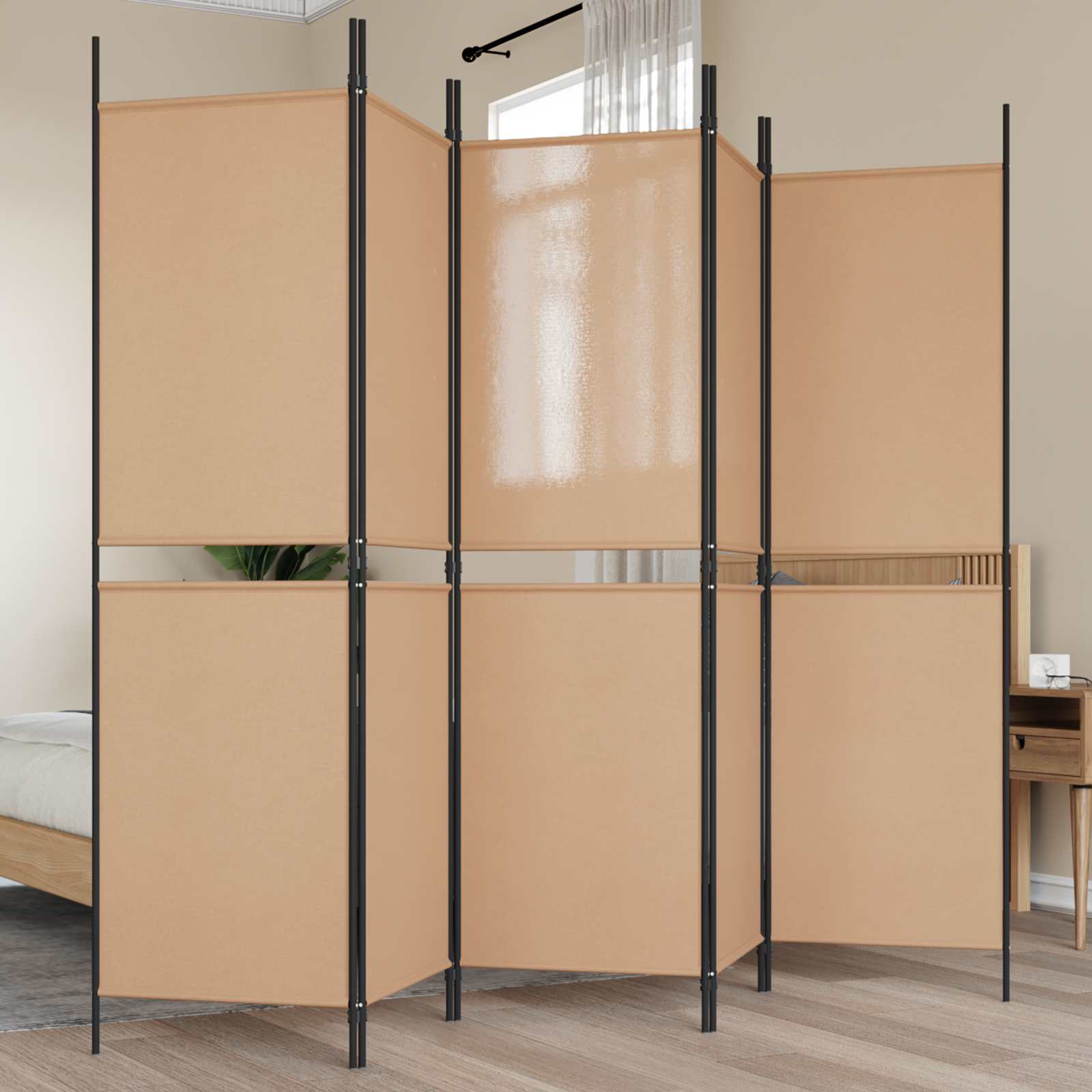 5-panelowy parawan Beżowy 250 x 180 cm tkanina vidaXL