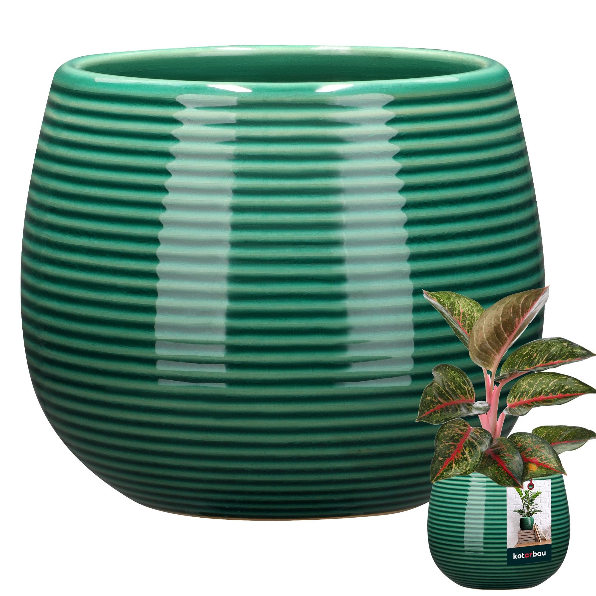 Donica osłonka doniczka okrągła ceramiczna 12cm ryflowana na kwiaty rośliny - KOTARBAU