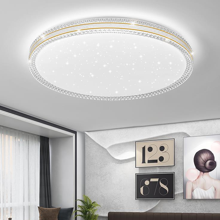 Kryształowa lampa sufitowa LED 48 W, nowoczesna lampa sufitowa LED, okrągły żyrandol LED energooszczędny, światło białe 6000 K, φ 40 cm