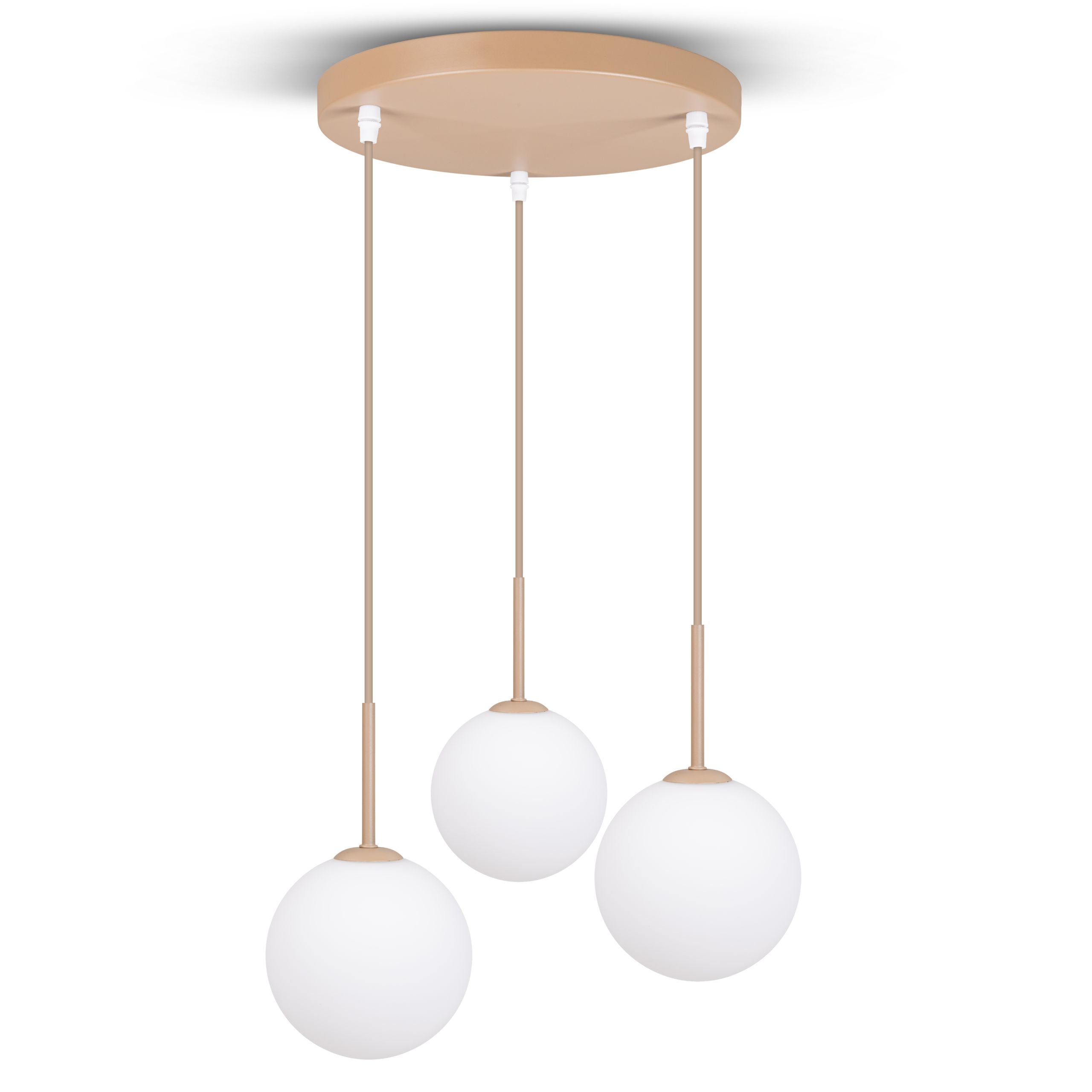 Lampa wisząca Żyrandol Plafon sufitowy BEŻOWA Kula 3x G9 Ecru Mleczny klosz 14cm Beż matowy szklany + KABEL x3 - LEDHOFF