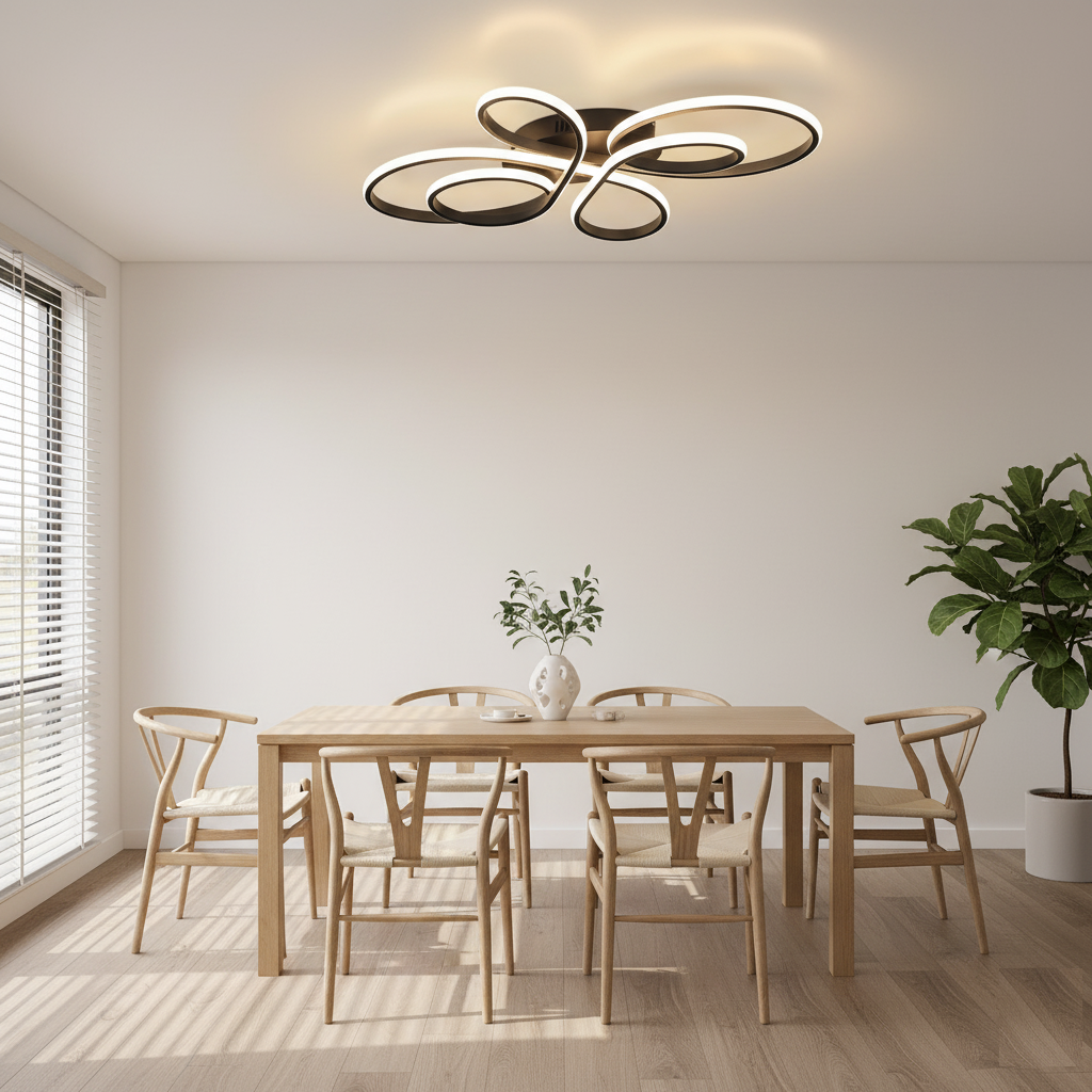 NETTLIFE Lampa sufitowa LED z możliwością przyciemniania, duża, 100 cm, salon, 90 W, nowoczesna, czarna, z pilotem
