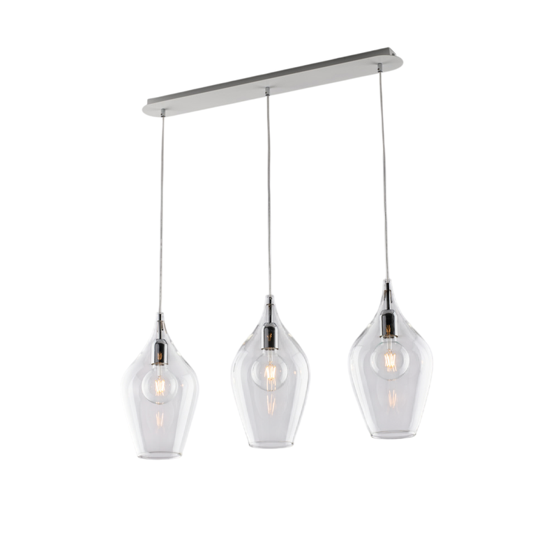 Binario in ferro con vetri trasparente pyrex 3 luci H.41 - MAX 141 - L.75 X 10