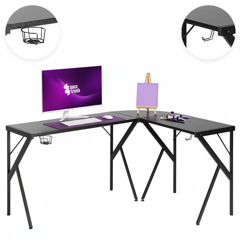 Biurko narożne Spacetronik Funky Furniture czarny 154x117 cm