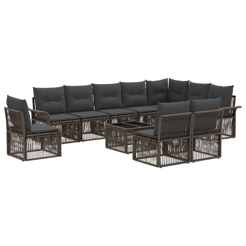 Zestaw Sof na Ogród 11 pcs Szary polirattan vidaXL