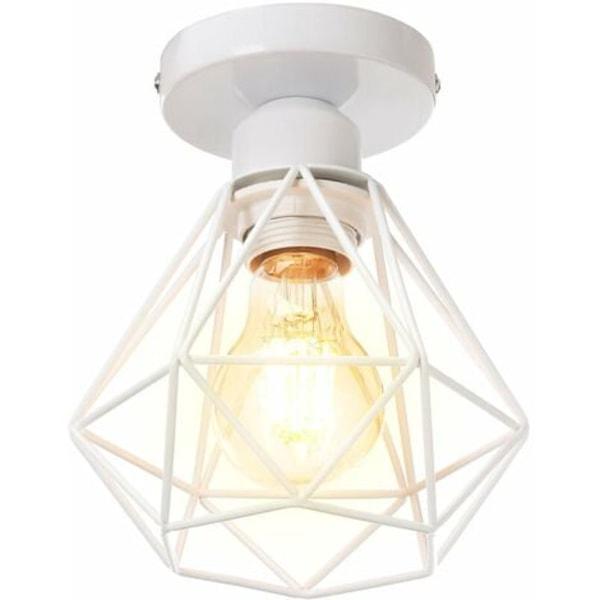 Nowoczesna, przemysłowa lampa sufitowa E27, klosz diamentowy 16 cm, kolor biały, do sypialni lub przedpokoju