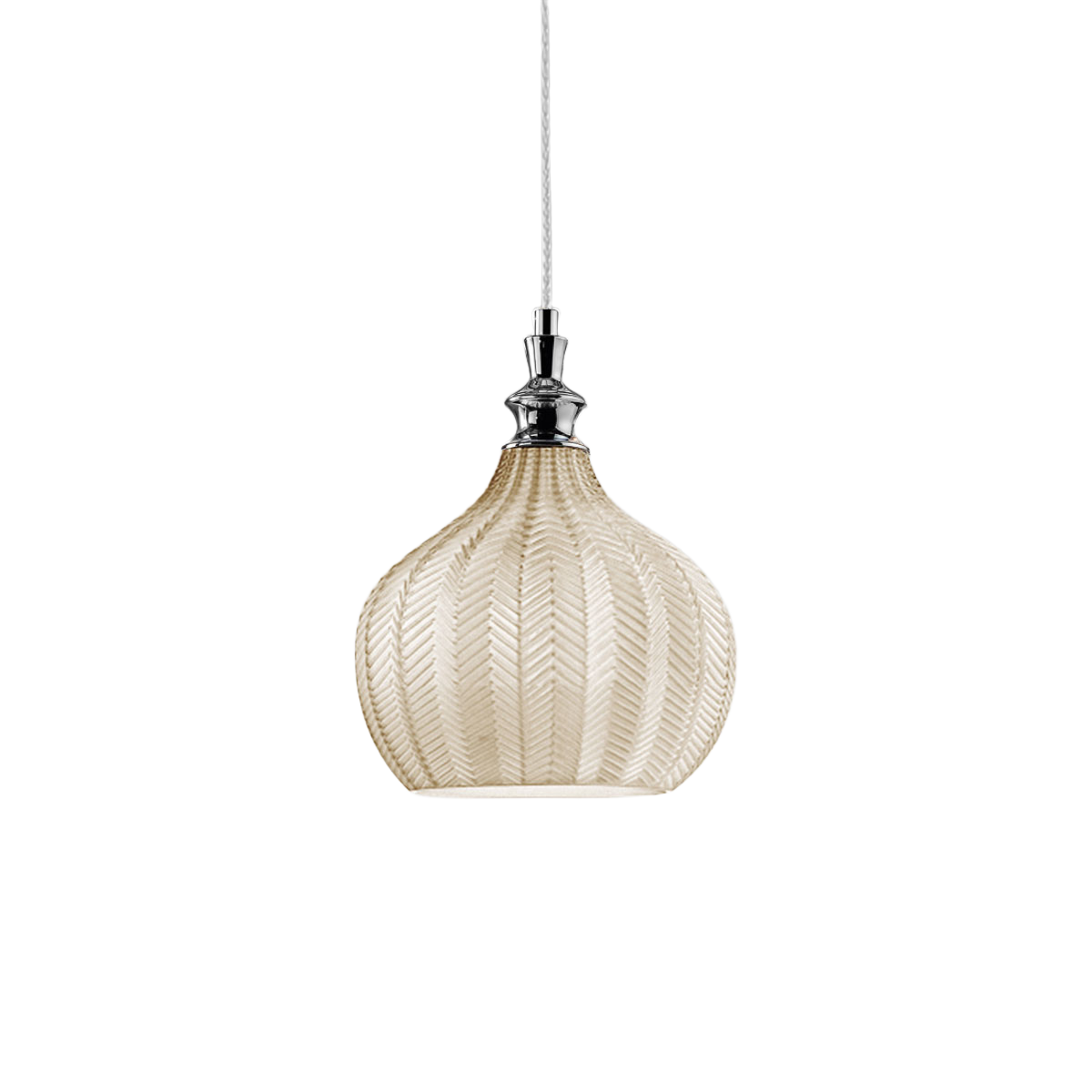 Lampa wisząca Cleofe S/11 Ochre – chromowana metalowa rama z przezroczystym szkłem ochrowym 1xE27 maks 60W IP20 – Gealuce