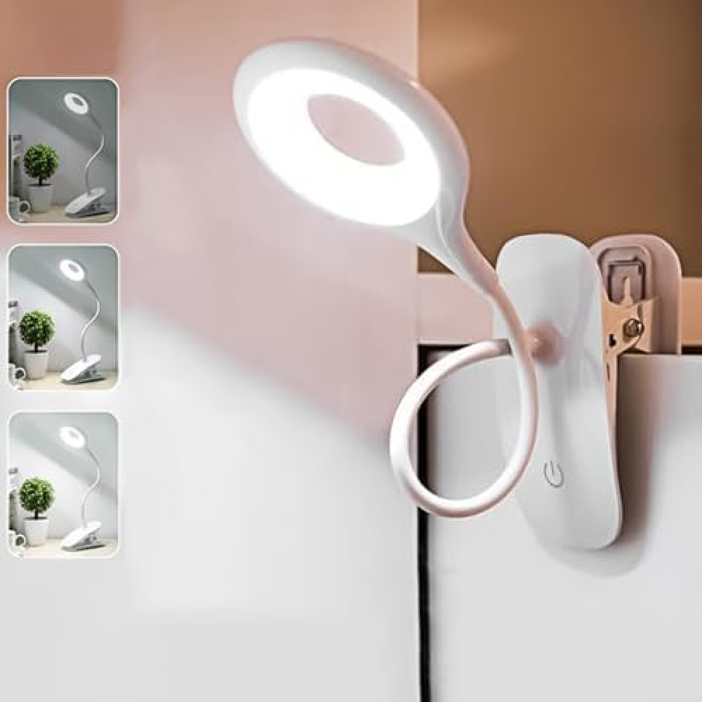 Biała lampka do czytania na USB, elastyczna, kąt świecenia 360°, 40 diod LED, przenośna, dotykowa, 3 poziomy jasności – do nauki i pracy