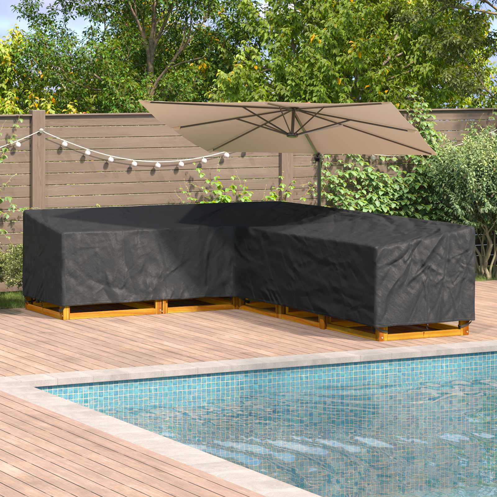 Pokrowiec na meble Czarny 355 x 275 x 80 cm Tkanina Oxford 420D vidaXL