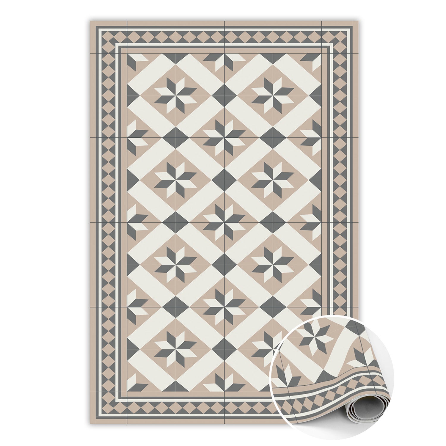 Dywan wzorzysty ośmioramienne gwiazdy, mata winylowa do wnętrz geometryczna dekoracja 60x90 cm – Tulup