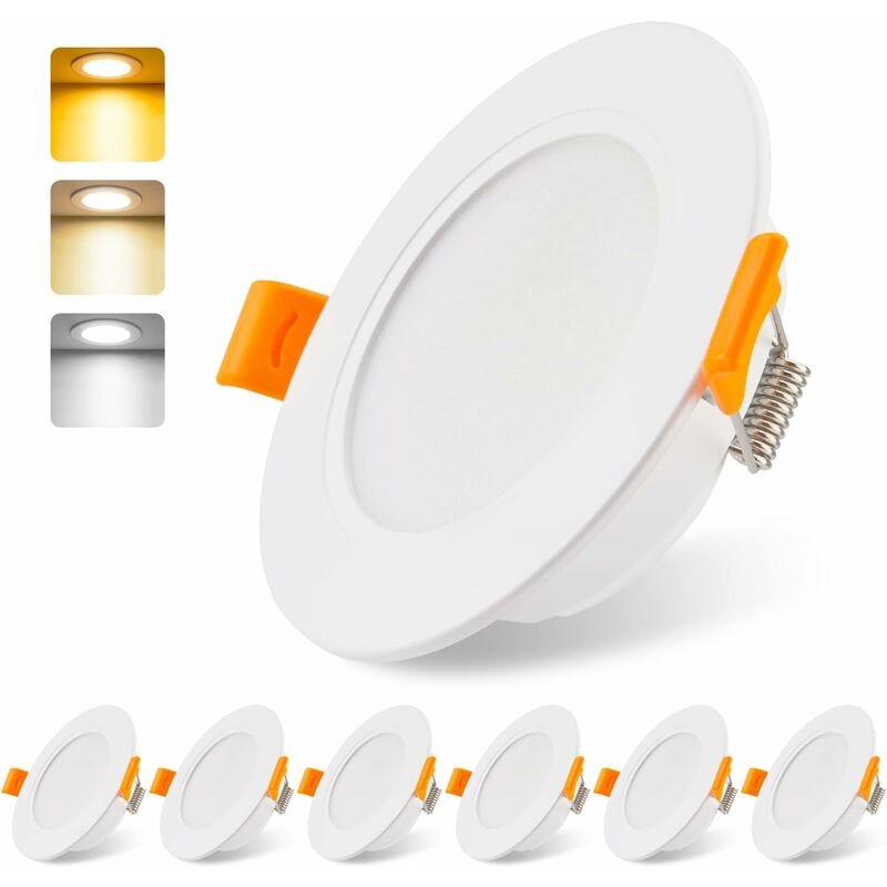 Bardzo płaskie wpuszczane reflektorki LED 230 V 5 W zestaw 6 sztuk, wpuszczana lampa sufitowa, reflektorki LED 3000/4000/6000 K, IP54, reflektorki suf