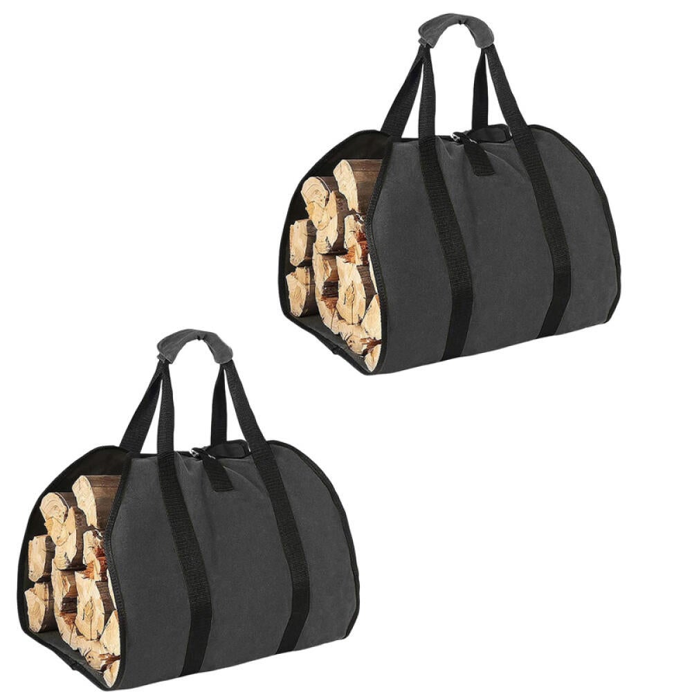 Sac Fourre-tout giętki pour bois de chauffage avec poignées renforcées, nieprzepuszczalny, tissu Oxford 600D, noir, lot de 2.