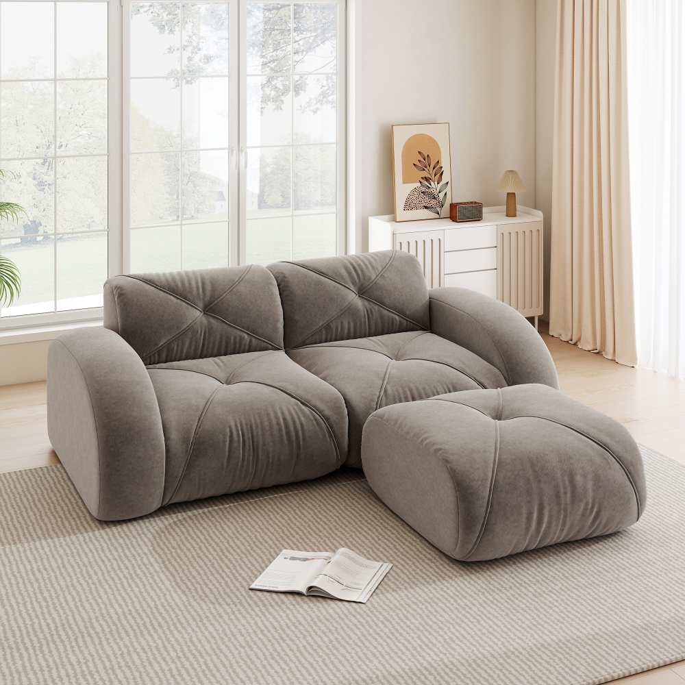 Modułowa sofa 2-osobowa, miękka szenila 32D, bezramowa z haczykiem, konstrukcja antypoślizgowa, nowoczesny komfort salonu