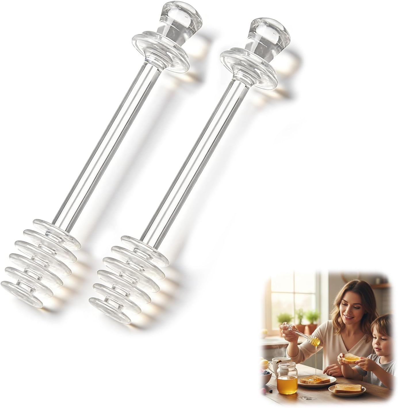 Zestaw 2 mini łyżeczek do miodu (15 cm), łyżeczka do miodu, mieszadło do syropu do kuchni, słoik na dżem, do polewania, prezenty na imprezę