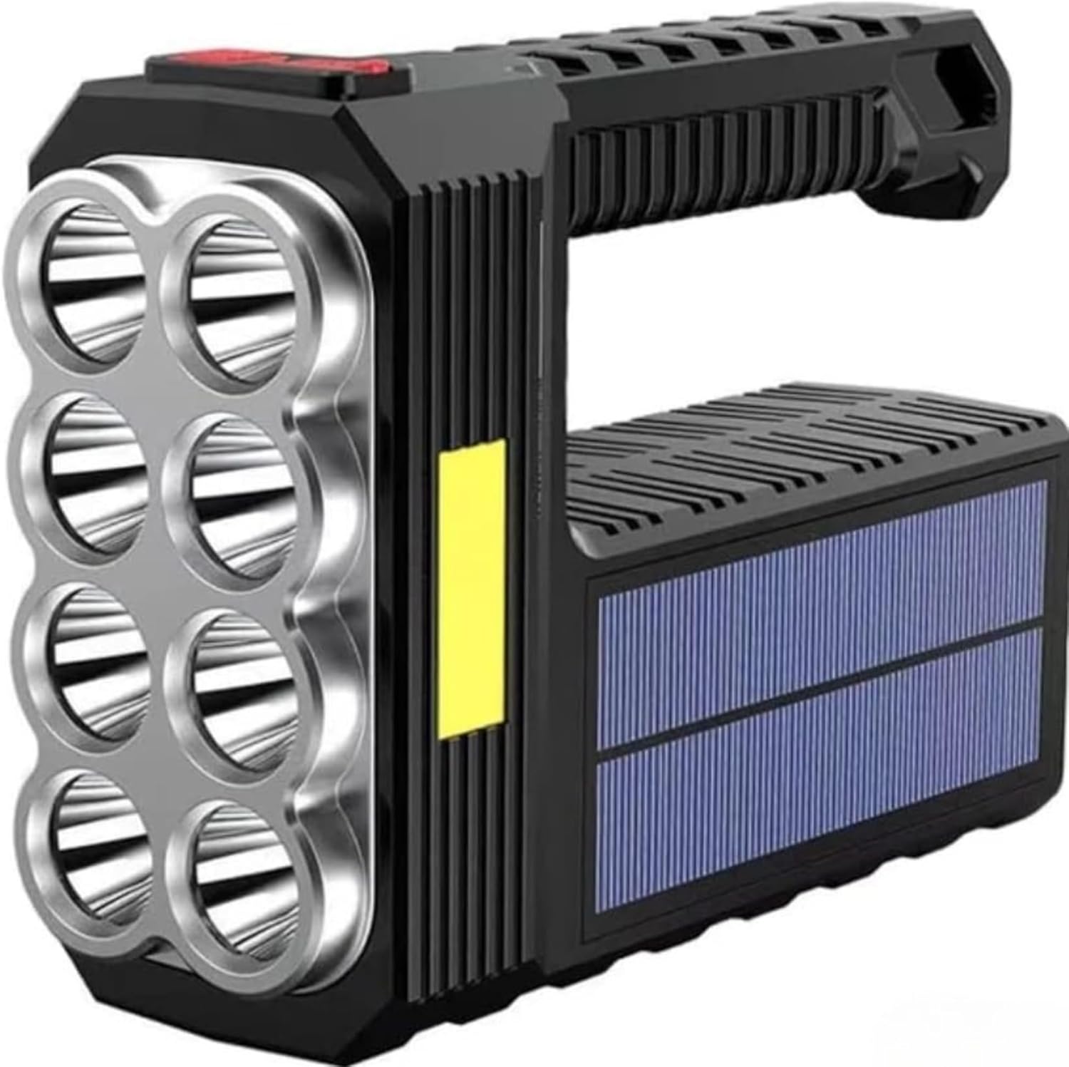 Latarka solarna Mega Power 8 LED – superjasna, akumulatorowa, przenośna latarka – mocny sprzęt roboczy – jasne światło na kemping, do domu i pracy – ś
