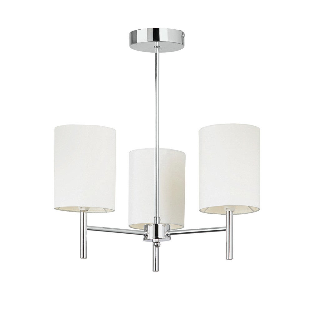 Lampa sufitowa nowoczesna chromowana białe abażury 3xE14 7W BRIO Endon