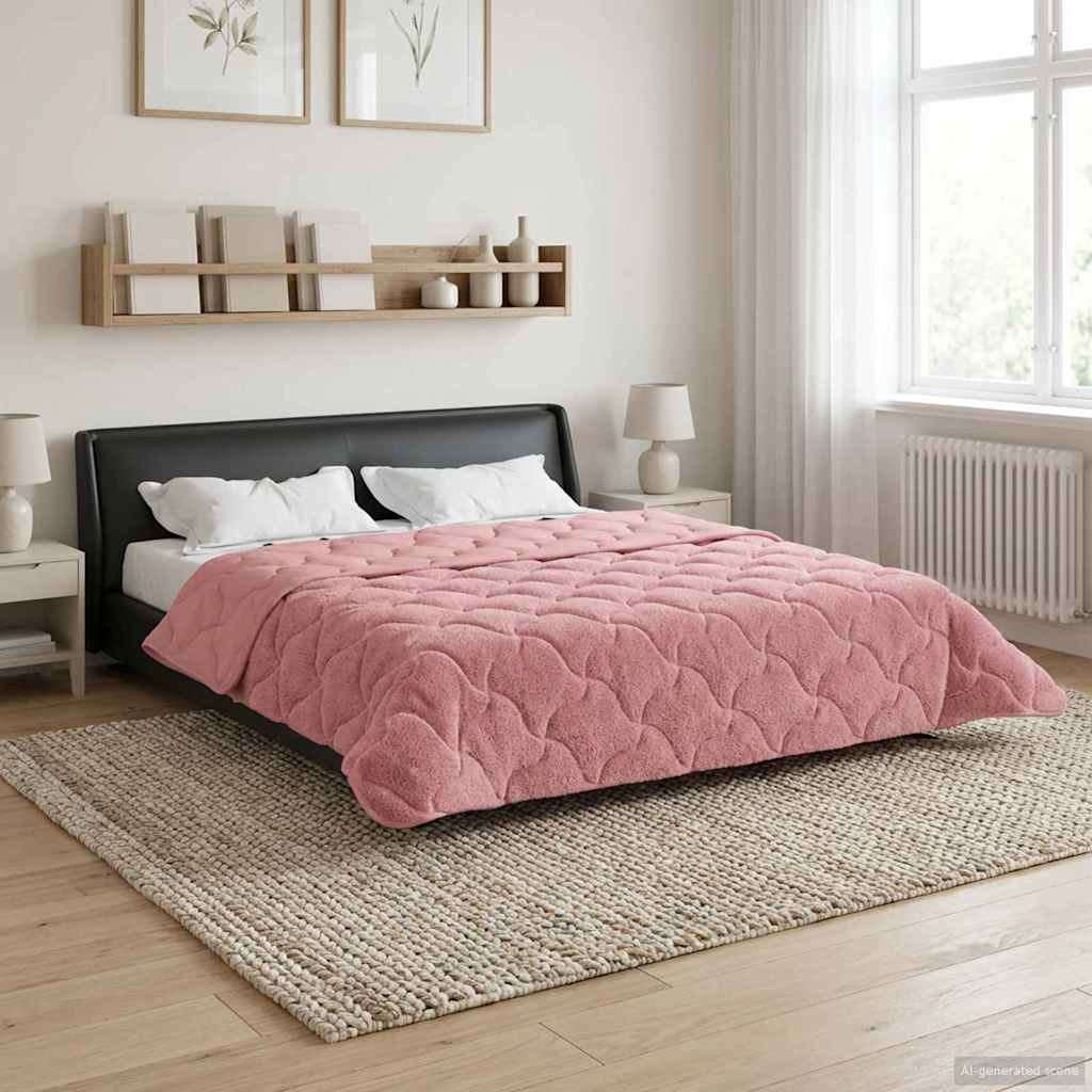 Zimowa Kołdra Różowy 200 x 220 cm Mikrofibra i Fleece Teddy vidaXL