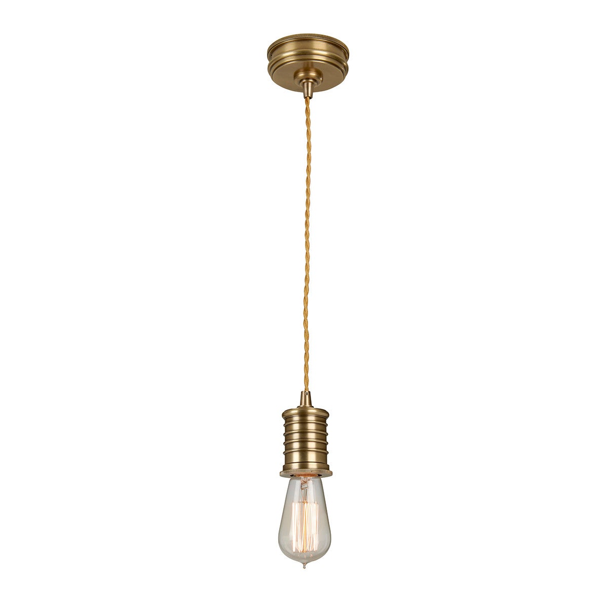 Lampa wisząca punktowa retro postarzany mosiądz Douille 1xE27 60W Elstead