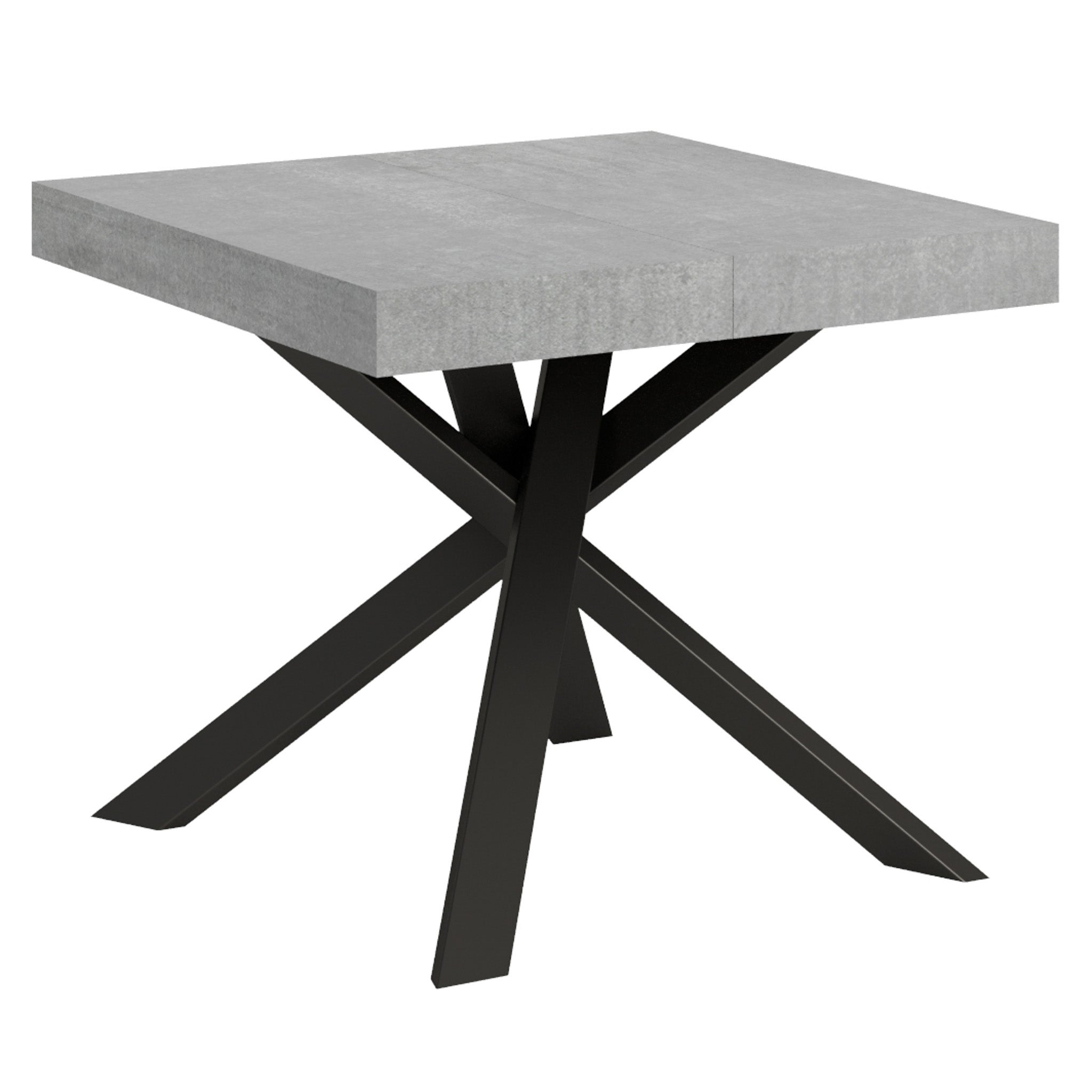 Mesa de oficina extensible de 90x90 cm (194 cm) con efecto hormigón, color antracita.
