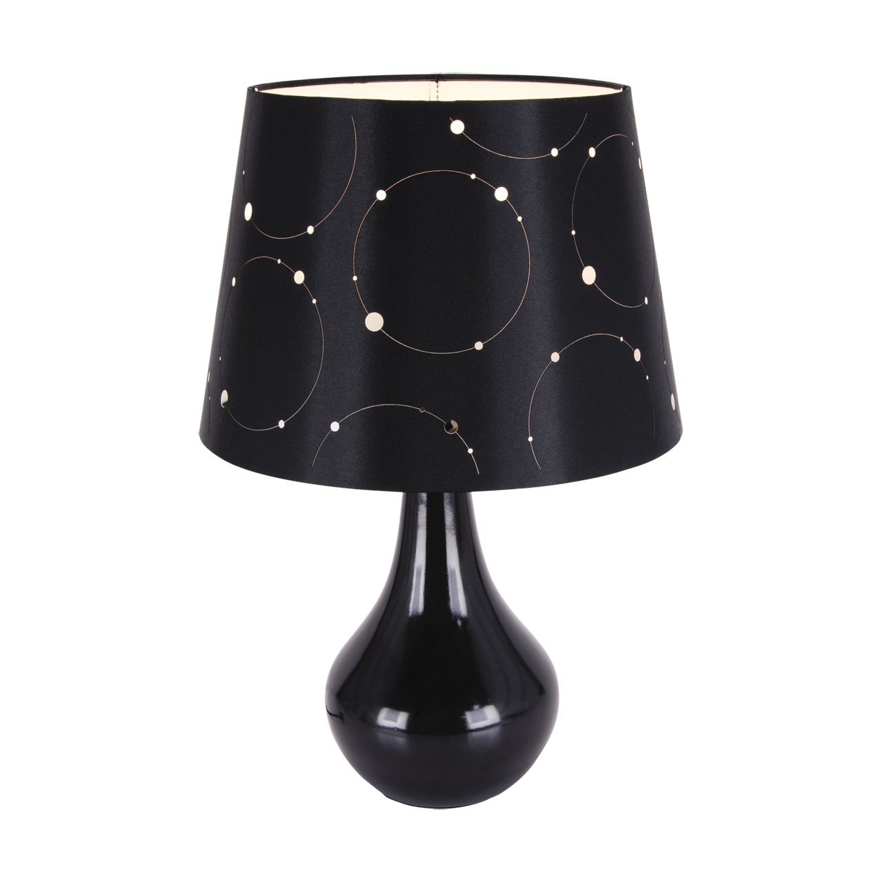 Lampa stołowa ceramiczna czarna opływowa podstawa wzorzysty abażur 1xE14 40W LARYSA Struhm
