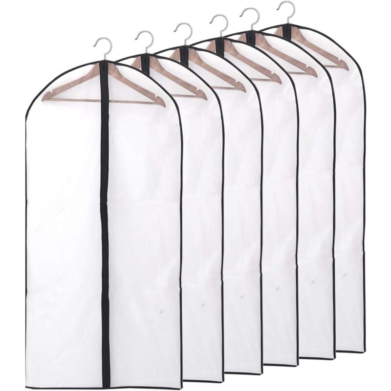 Przezroczyste, zapinane na zamek pokrowce na ubrania – Odporne na kurz, wodę, roztocza i wilgoć – Zestaw 10 sztuk, 60 x 140 cm (Czarny)