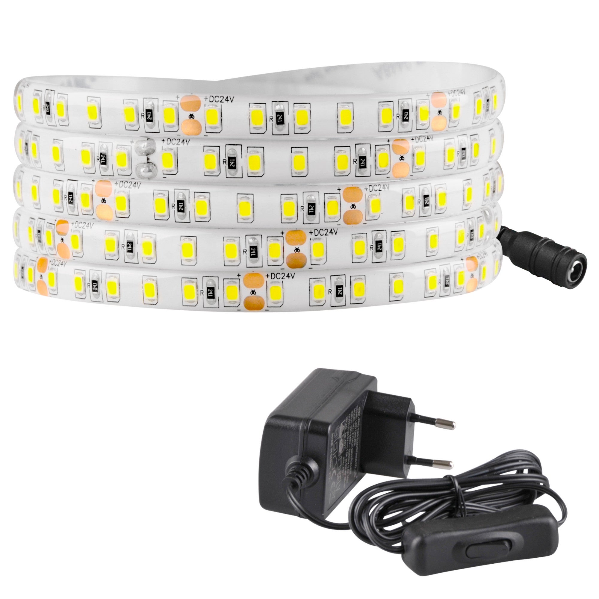 Zestaw taśma LED 24V 5m IP65 6500K zasilacz, włącznik ON/OFF 319265 Polux