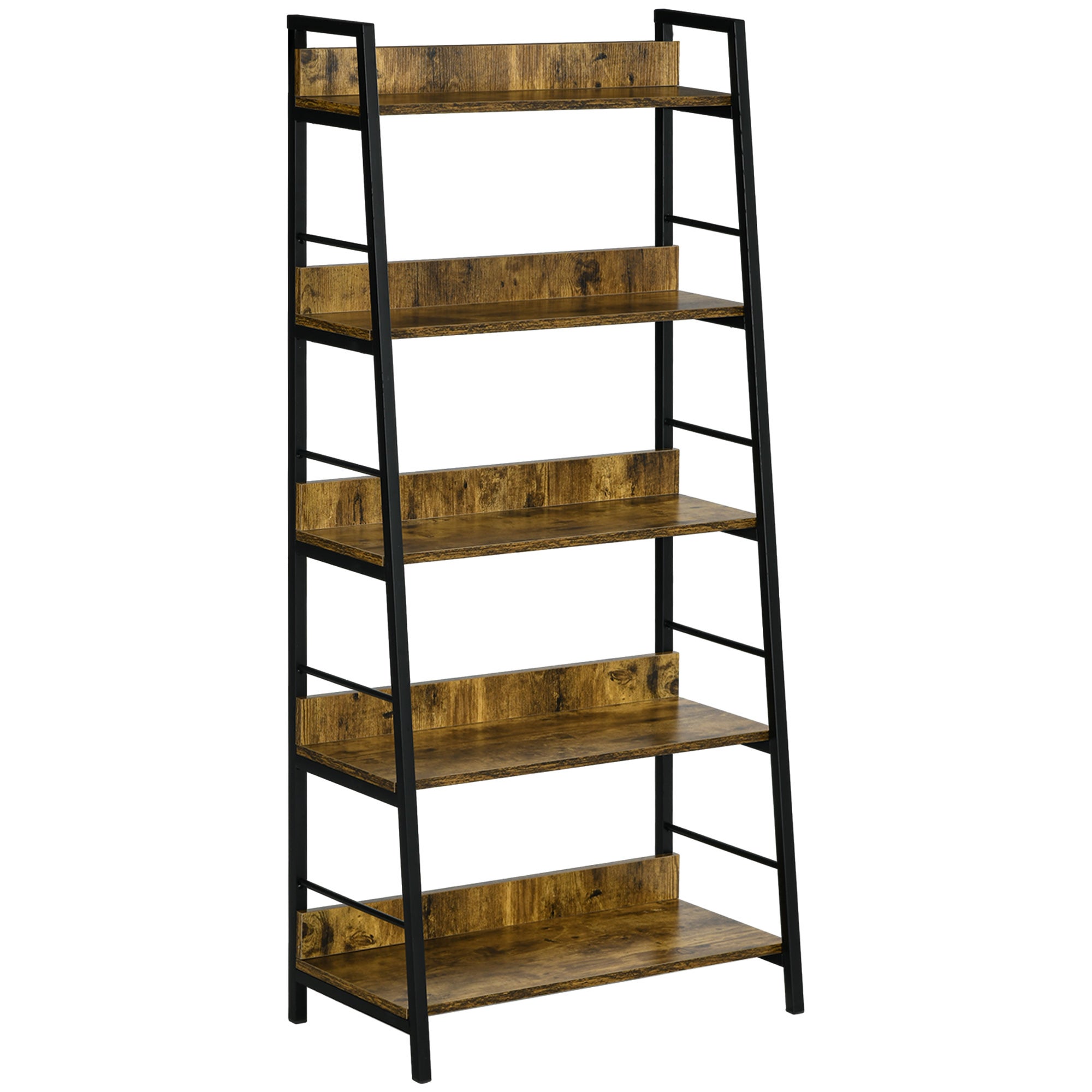 Regał skośny w stylu industrialnym z 5 półkami, 70 dł. x 35 szer. x 150 wys. cm