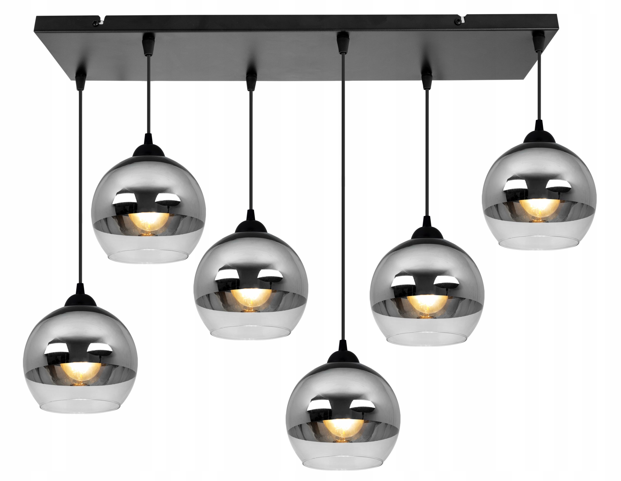 Lampa sufitowa wisząca Light Home LH Bergen 6x E27 abażur kulisty srebrny elegancka