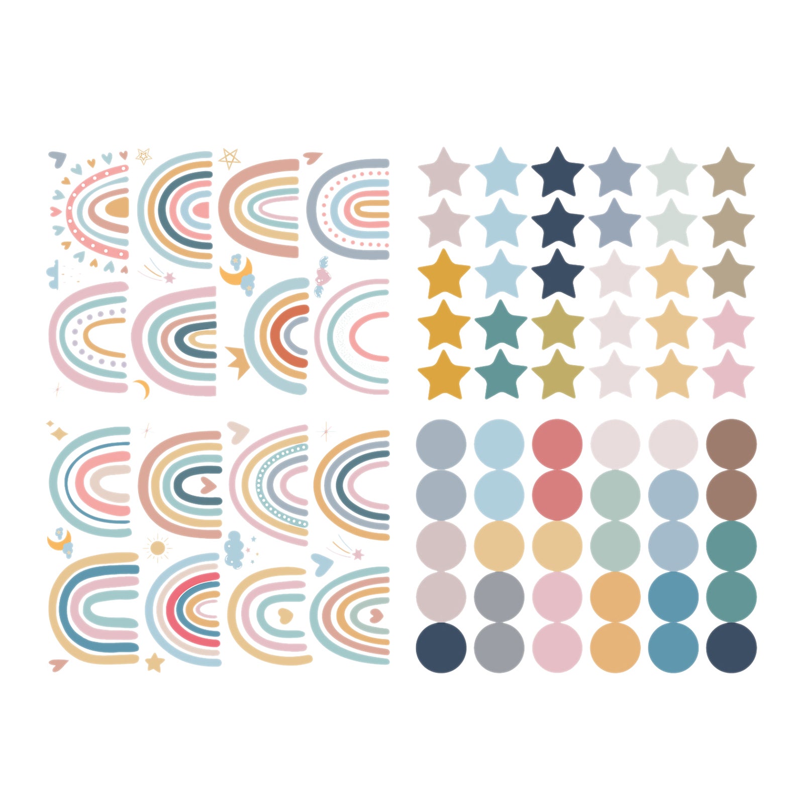 4 Sheets naklejki ścienne DIY tęcza Dots Stars motyw chłopcy pokój dziecięcy naklejki ścienne zdejmowany winyl dekor. ścienna dekor. do Home