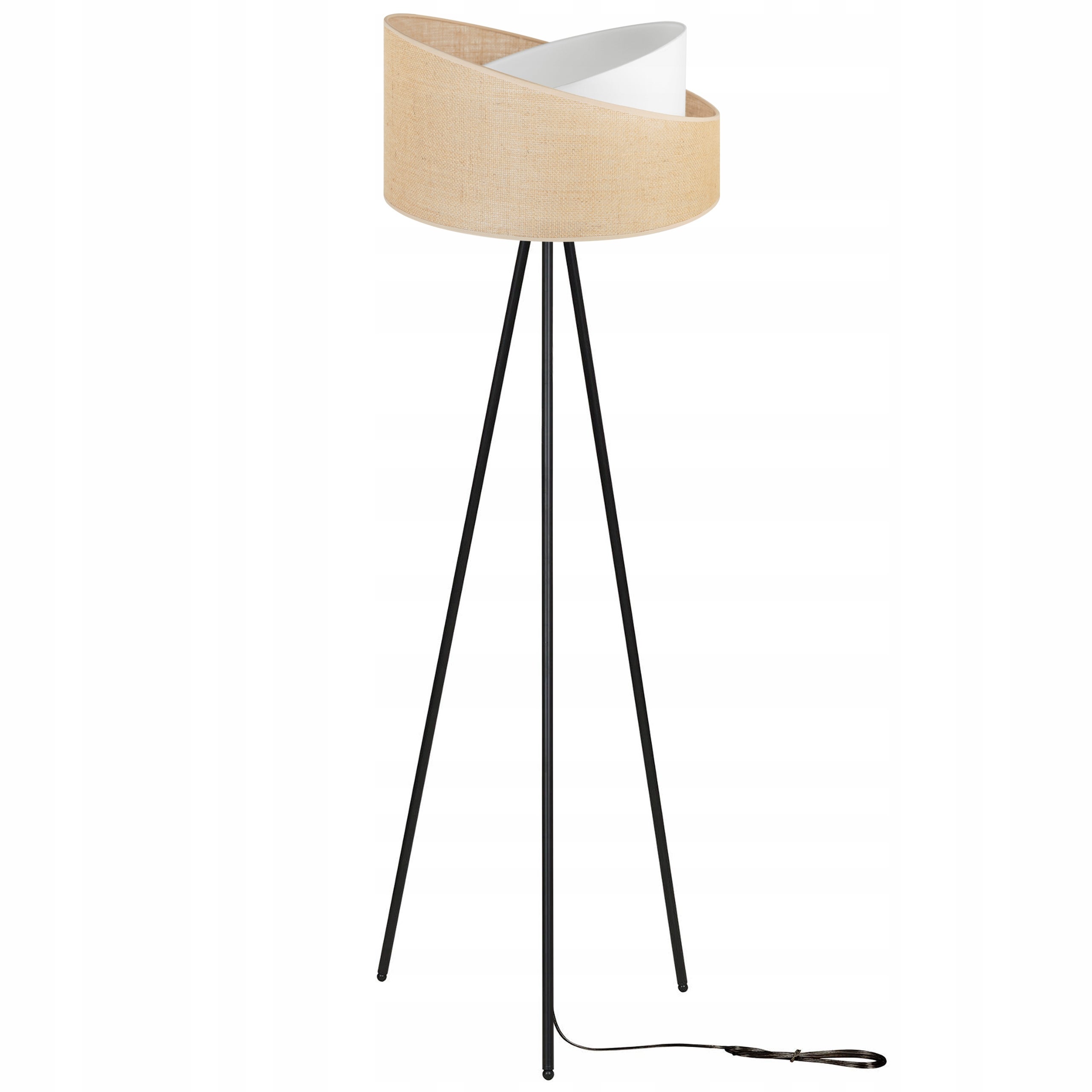 Lampa podłogowa trójnóg Light Home LH Juta Drewno 1x E27 60W nogi cienkie czarny/naturalny