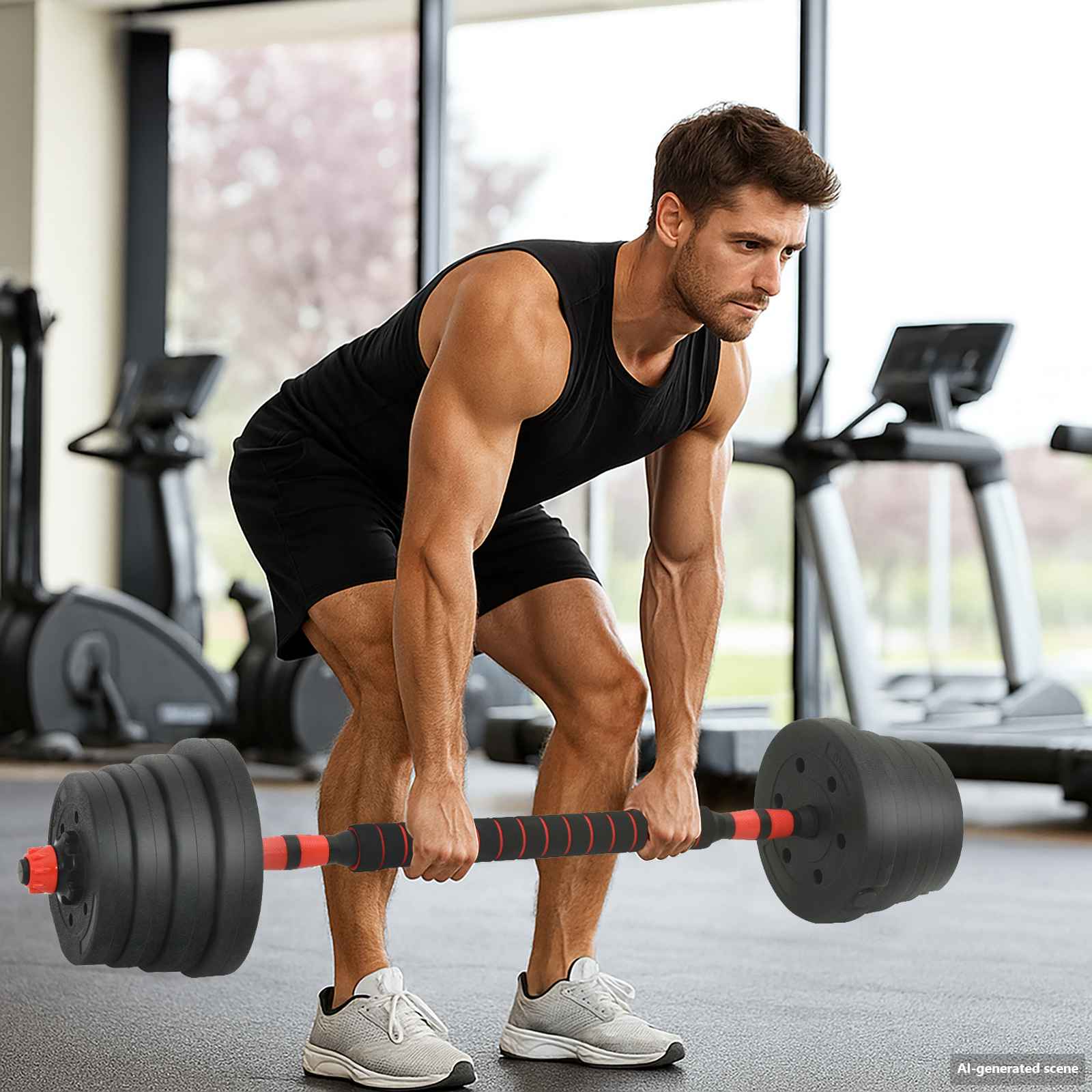 Zestaw hantli 2 w 1 40kg Czarny i czerwony vidaXL