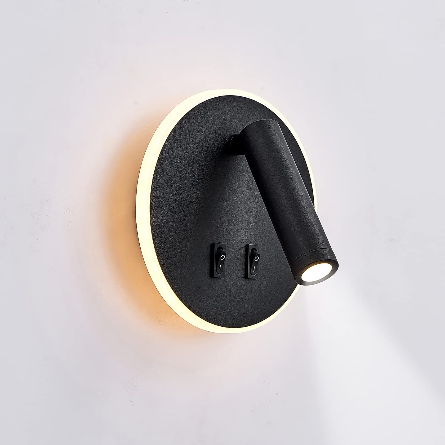 Czarny (kształt okrągły), lampa ścienna LED, lampka do czytania przy łóżku, lampki ścienne LED 12 W do czytania, regulowany reflektor