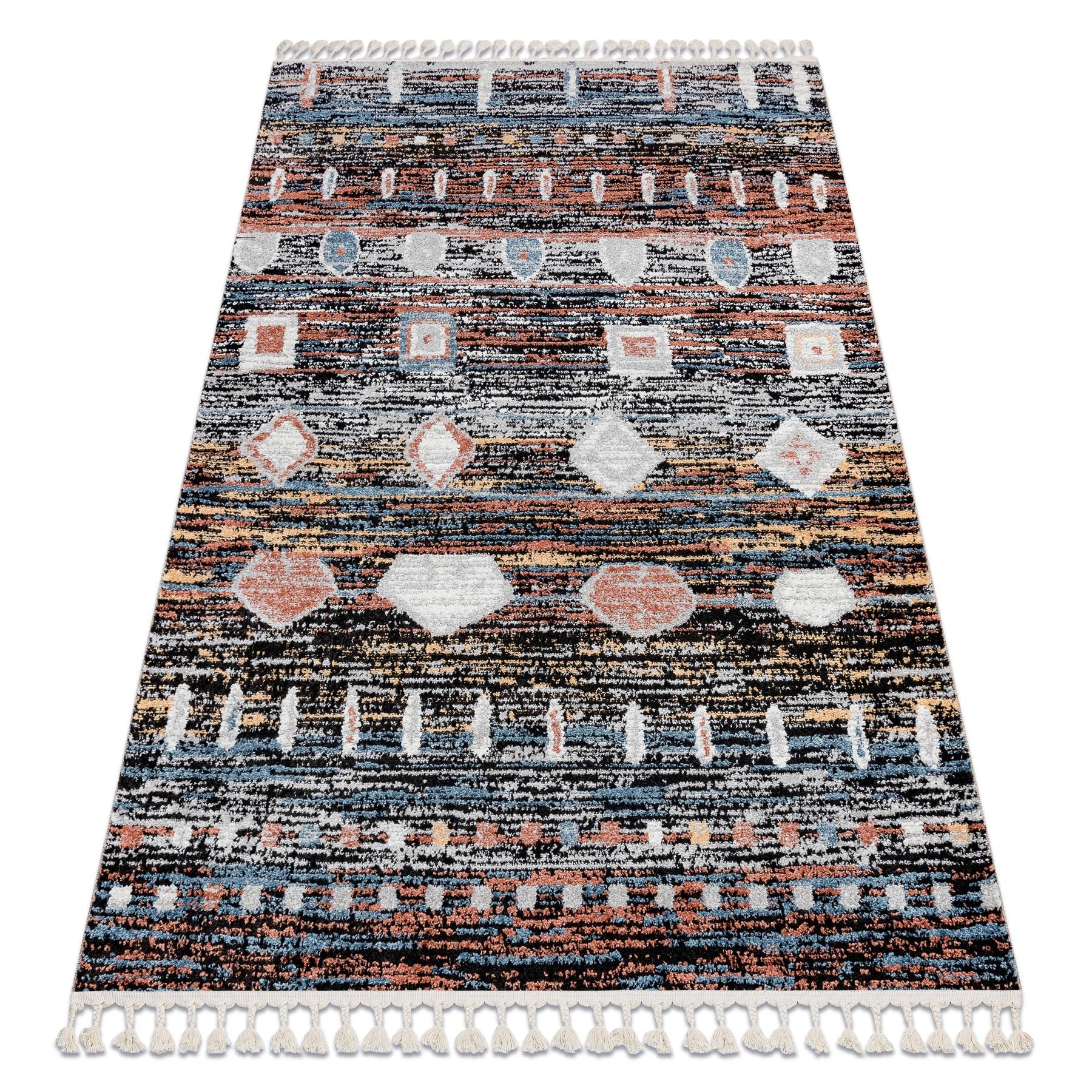 Dywan nowoczesny BELLE BR36A czarny / róż Frędzle 120x170 cm