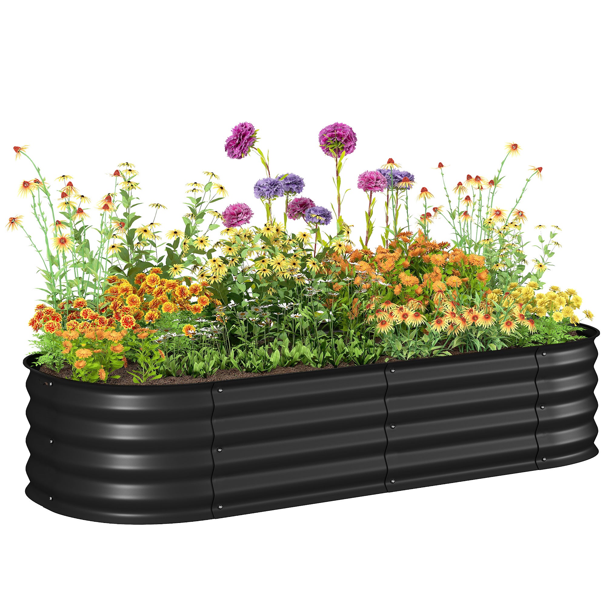 Modular stal kwadratowy podwyższona grządka ogrodowa do warzywa, rośliny, kwiaty, wymiary 150 x 62 x 30 cm, czarny