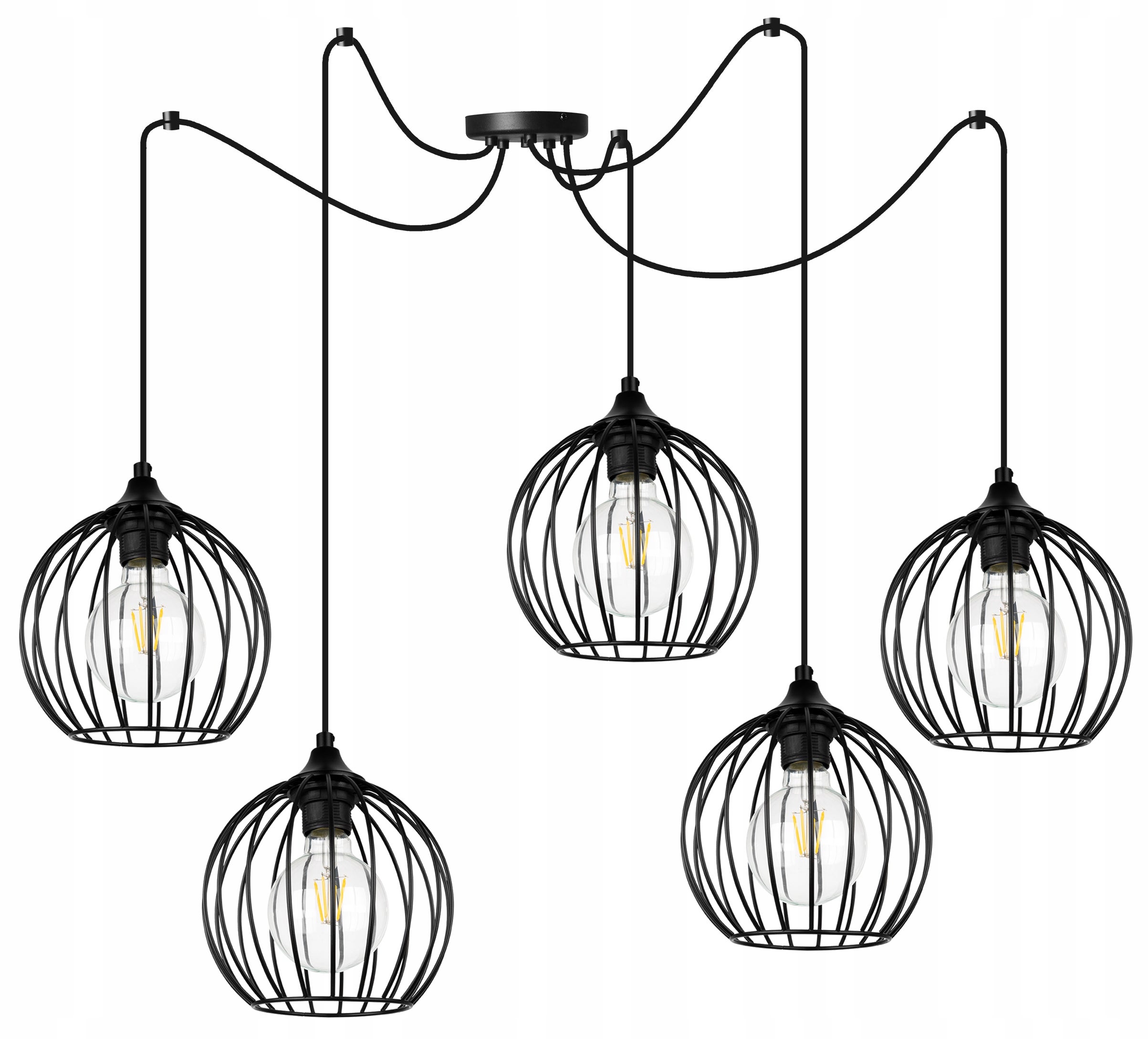 Lampa sufitowa wisząca Light Home LH Toronto Spider 5x E27 60W druciak czarny