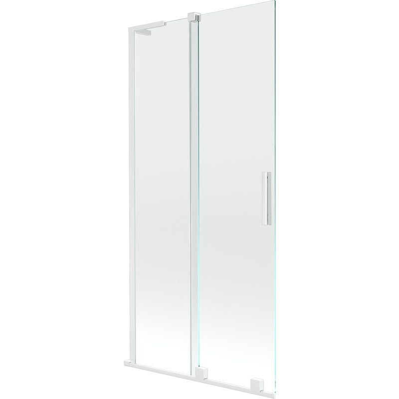 Mexen Velar L parawan nawannowy 2-skrzydłowy rozsuwany 95 x 150 cm, transparent, biały - 896-095-003-01-20