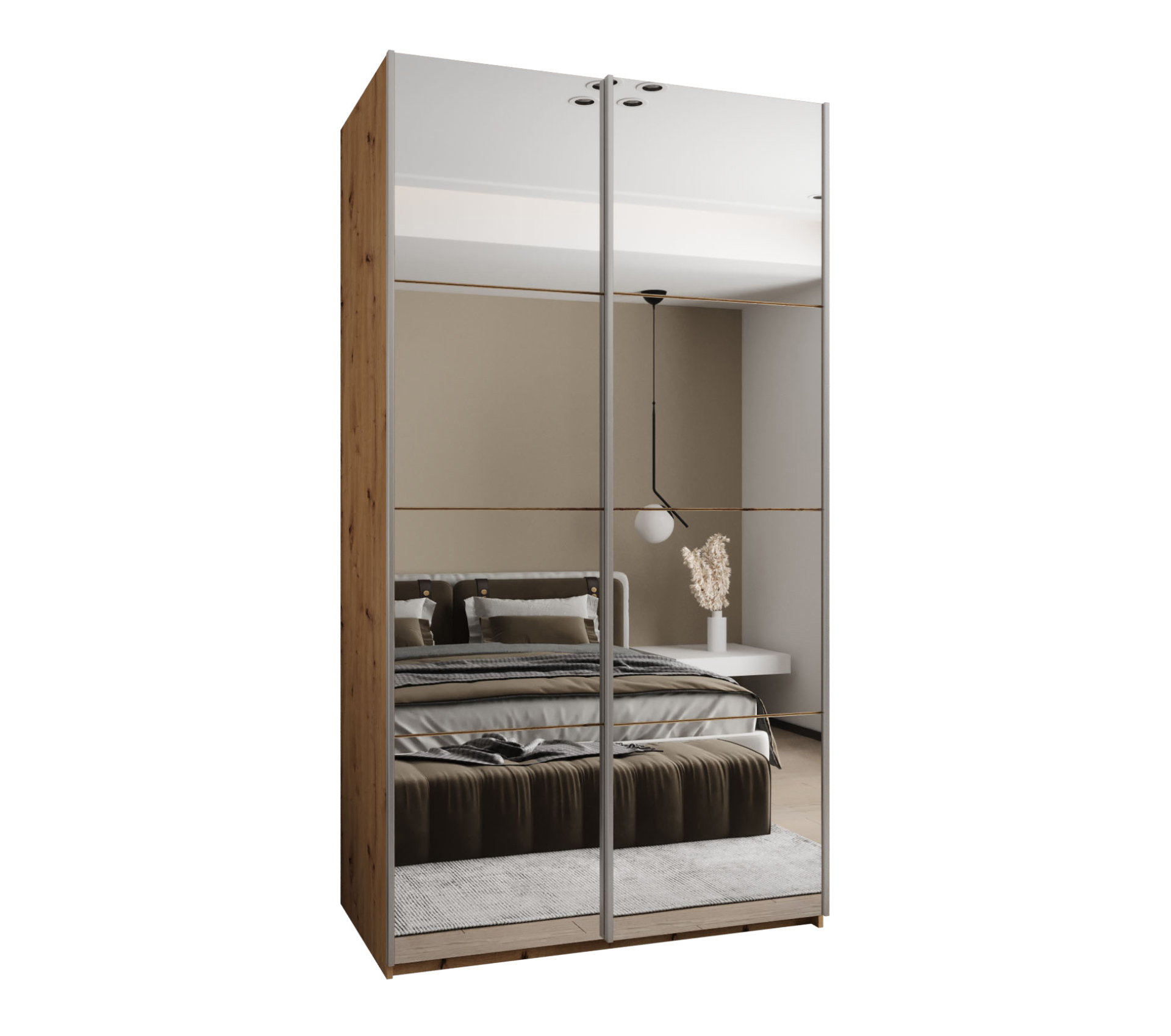 Szafa przesuwna wysoka Lux 2 140 x 64 x 245,5 cm artisan + artisan + u. srebrny - Abiks Meble
