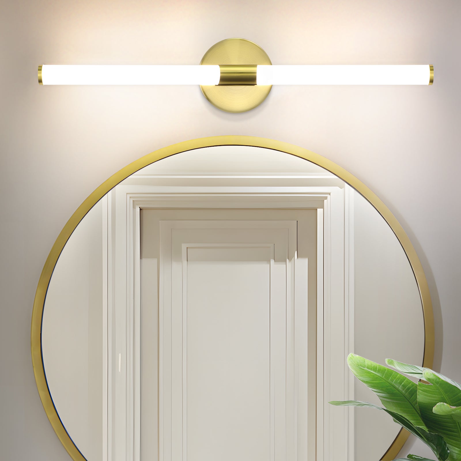 HAWUE Złota lampa ścienna LED do lustra łazienkowego