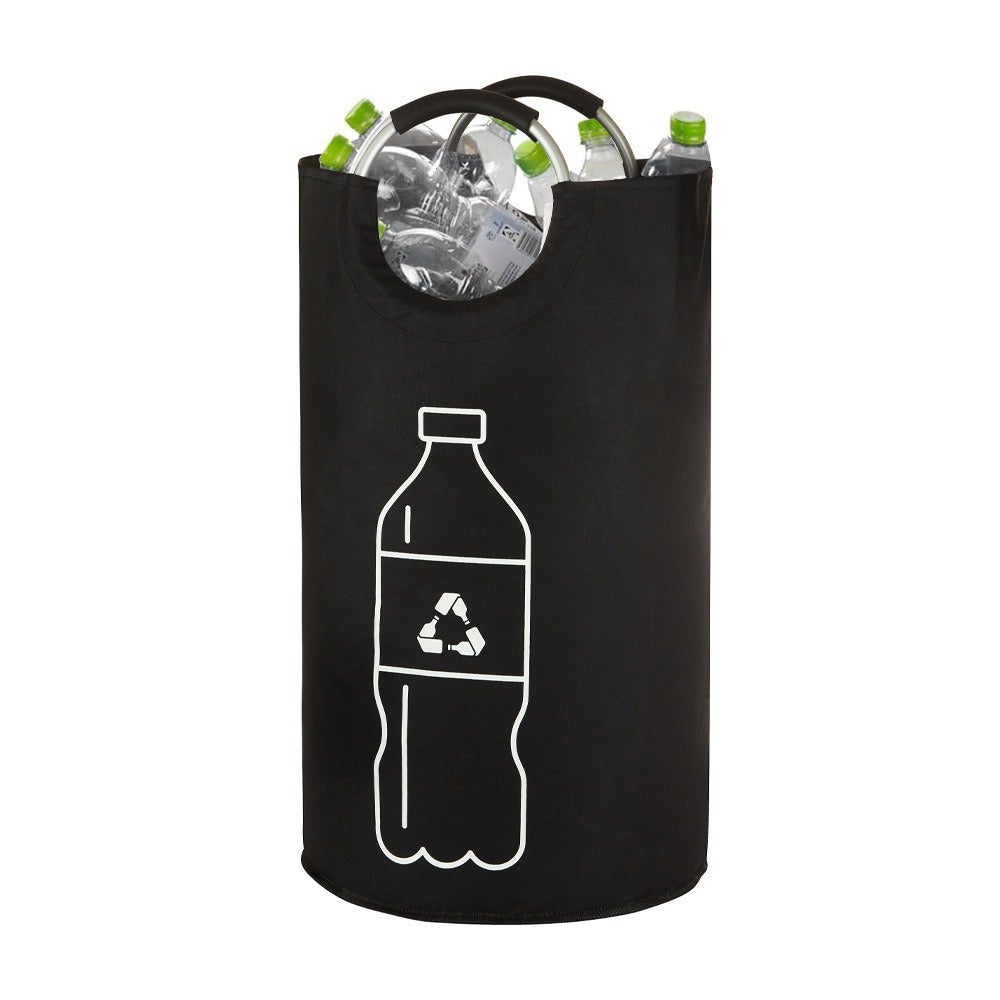 Pojemnik na śmieci do recyklingu 82L (czarny), składany – kosz do segregacji odpadów z aluminiowymi uchwytami – schowek na butelki do kuchni i spiżarn