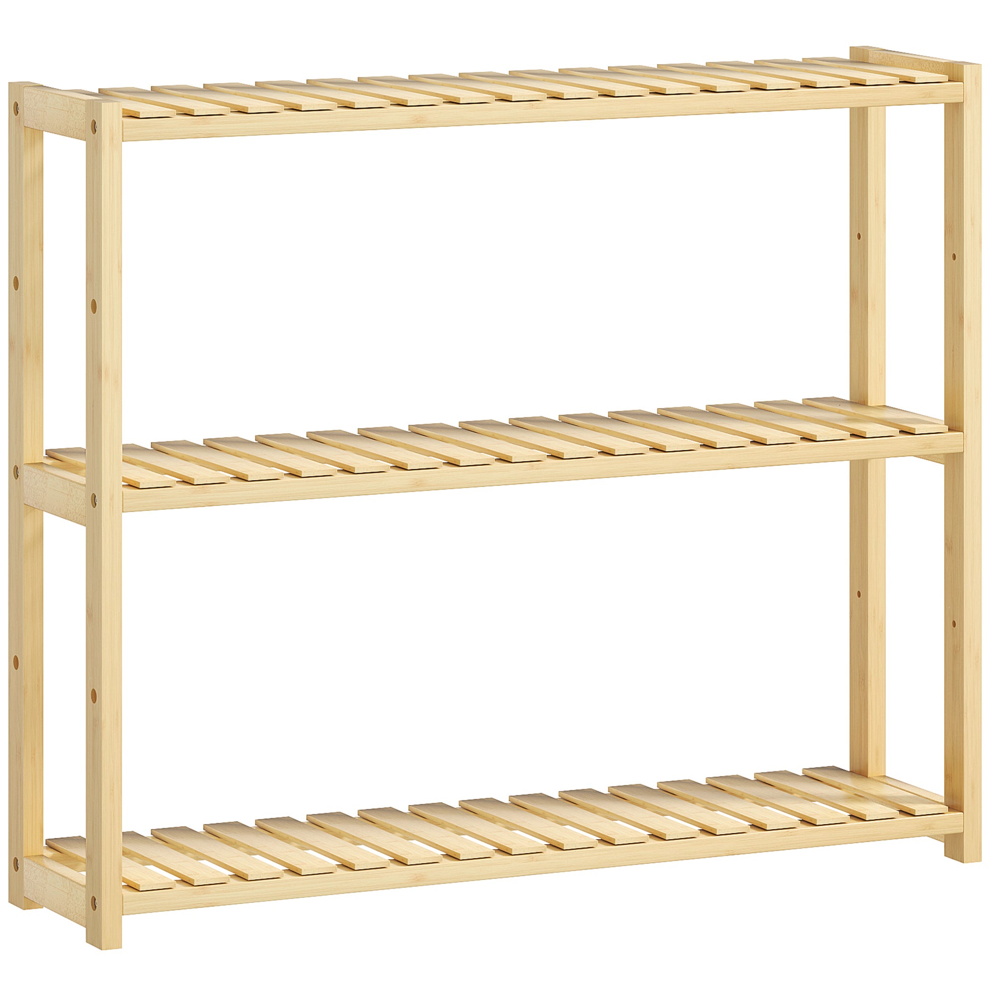 Półka łazienkowa 3-poziomowa z 5 regulowanymi pozycjami, bambus, 60 x 15 x 50 cm, kolor drewna
