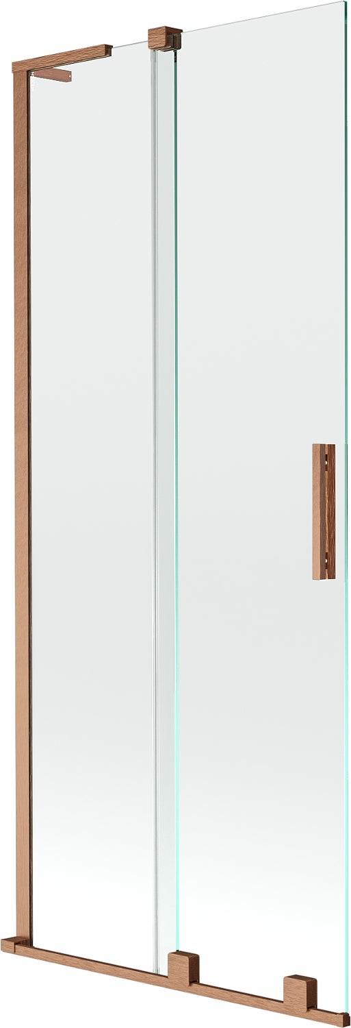 Mexen Velar L parawan nawannowy 2-skrzydłowy rozsuwany 85 x 150 cm, transparent, miedź szczotkowana - 896-085-003-01-65