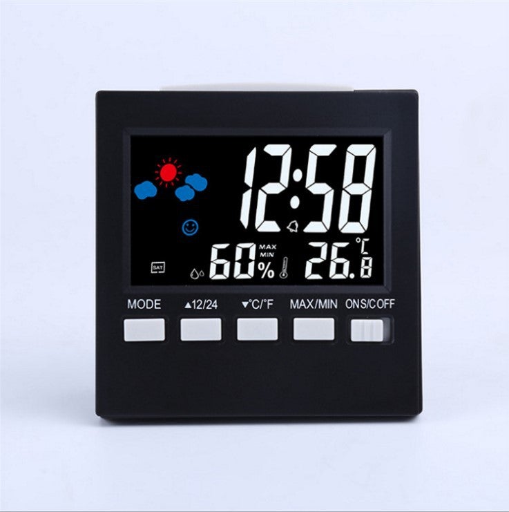 Cyfrowy termometr LCD, stacja pogodowa, zegar i budzik, kalendarz, higrometr, temperatura i wilgotność w domu 9,2 x 3,9 x 9,2 cm