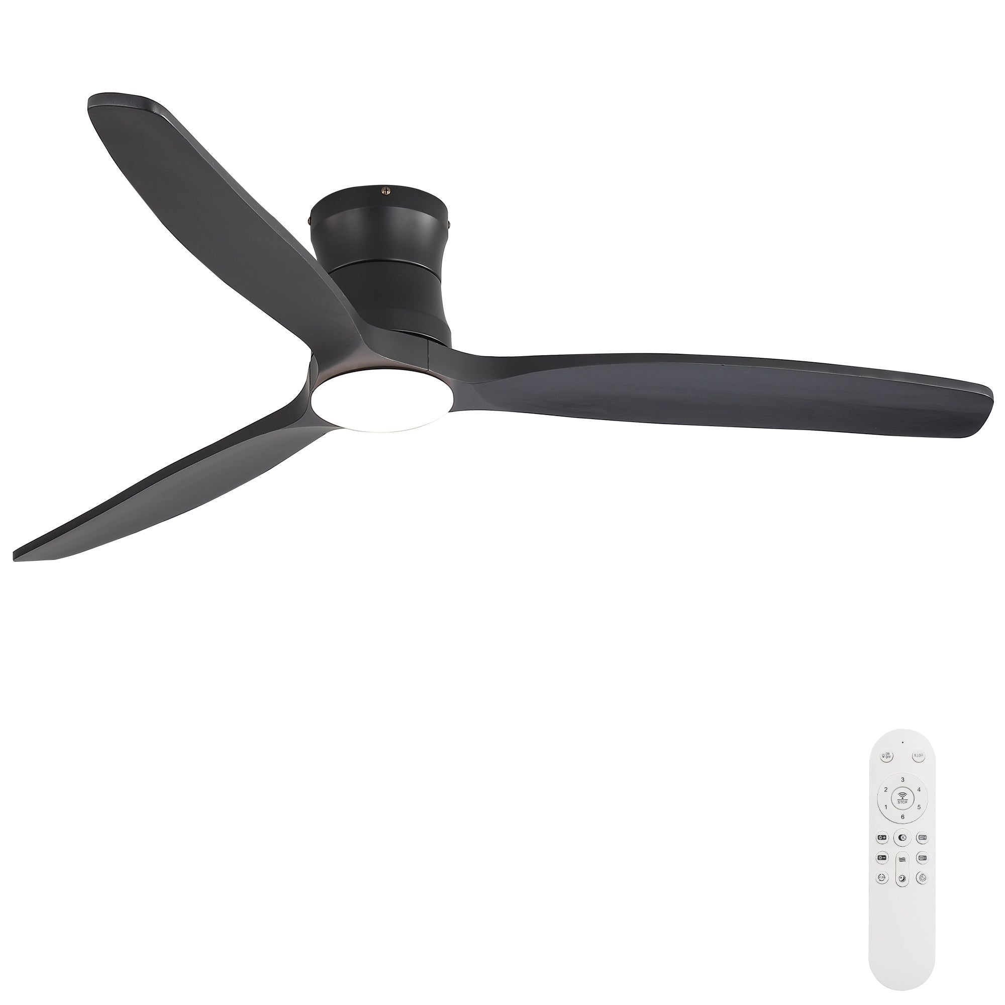 Wentylator sufitowy z oświetleniem 132 cm czarny, silnik DC cichy, pilot, LED 3 barwy i timer do salonu sypialni