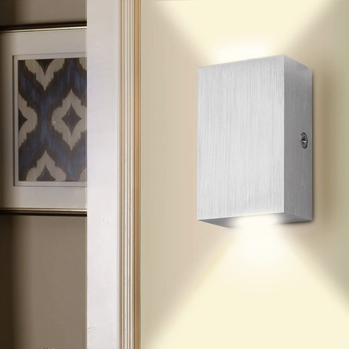 Wewnętrzna lampa ścienna LED – kwadratowa aluminiowa lampa ścienna do korytarza, schodów (ciepłe światło 3000 K)