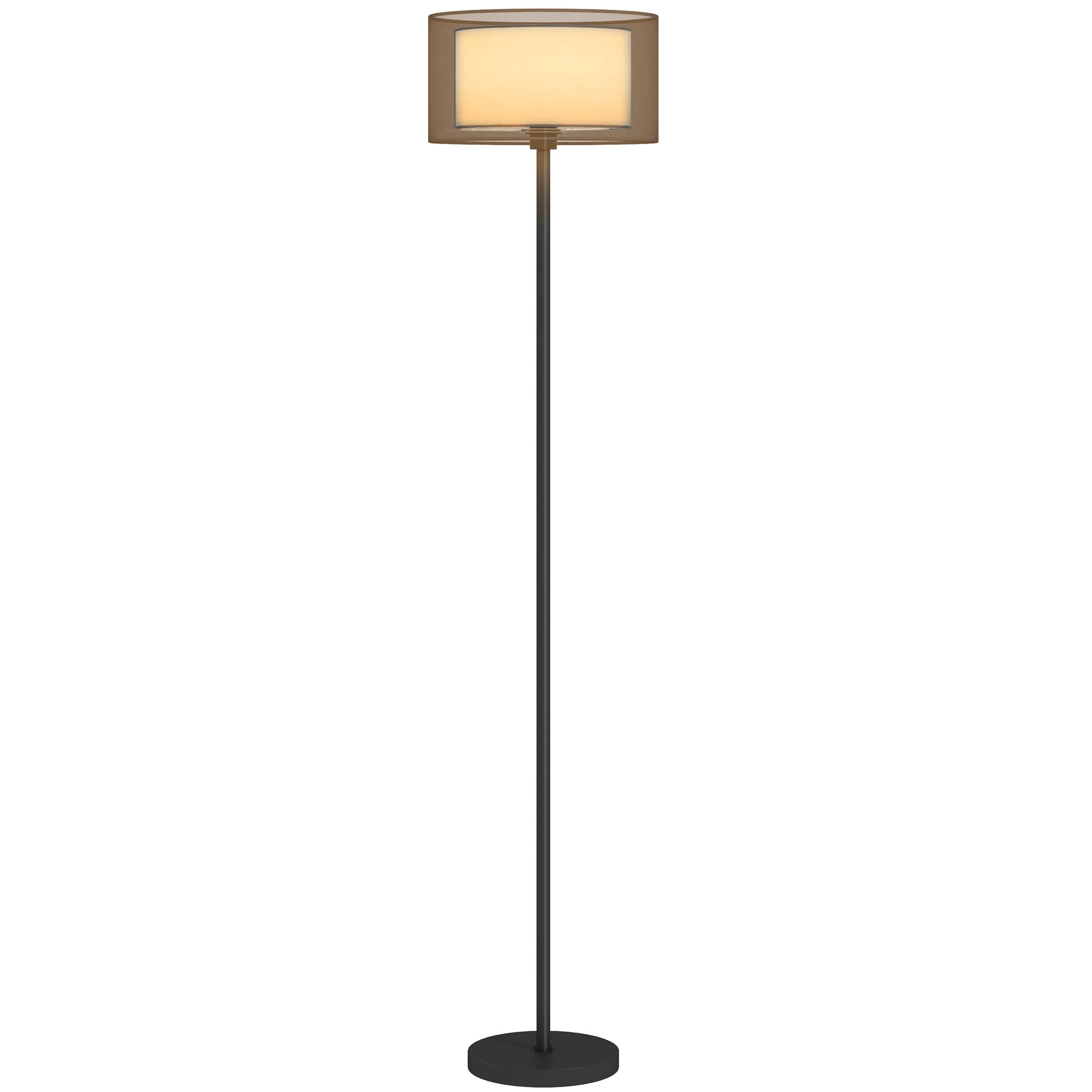 Lampa podłogowa, klosz dwukolorowy, włącznik nożny, metal, czarny