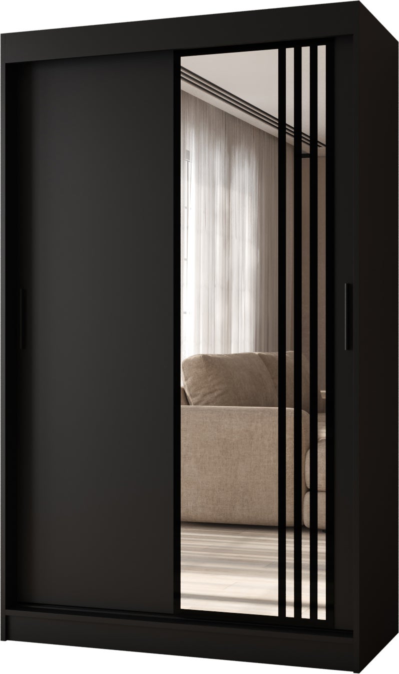 Szafa przesuwna z lustrem GLOSSY 120 x 62 x 200 czarny + u. czarny