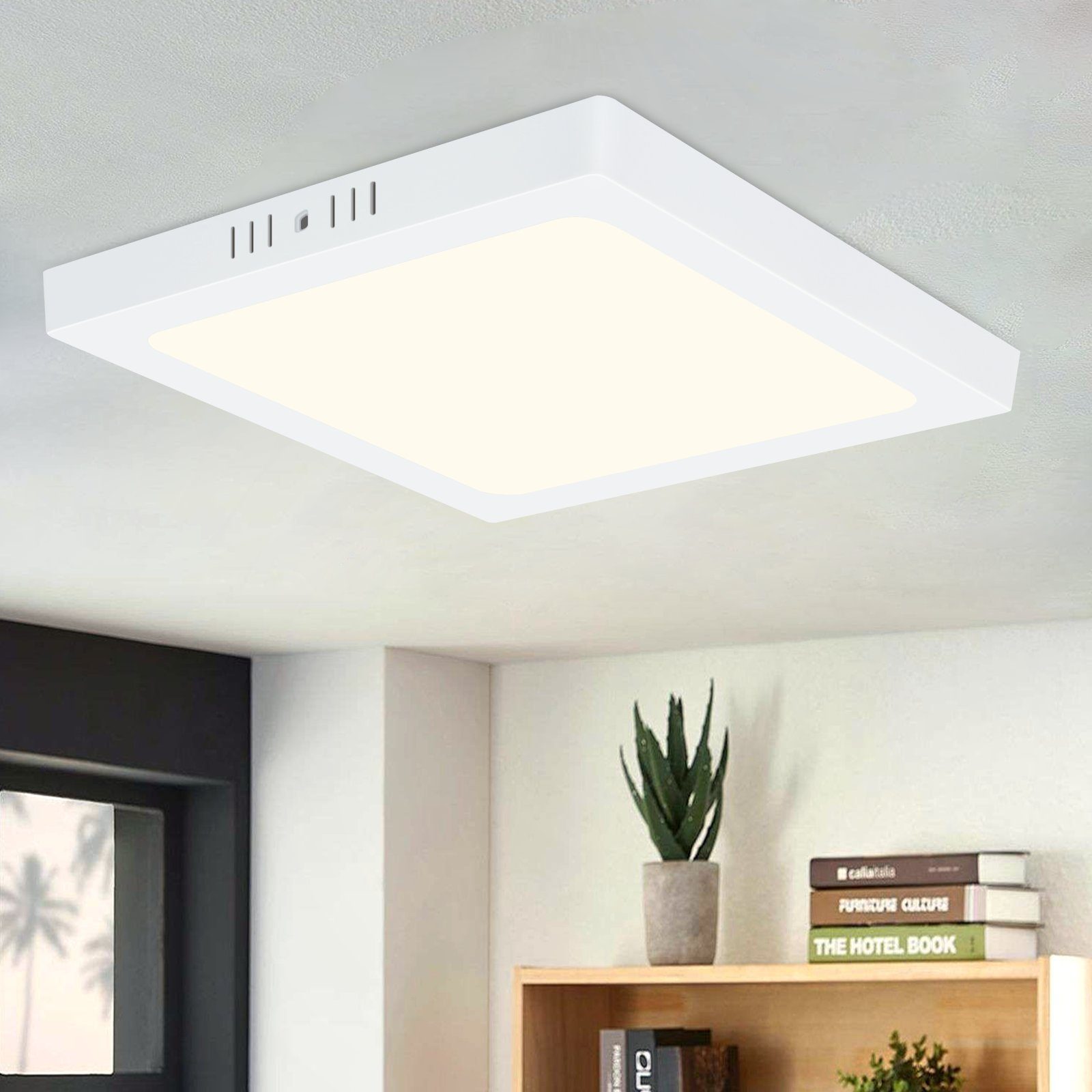 NETTLIFE Lampa sufitowa LED 4000K 18W Biała 23CM IP44 Lampa łazienkowa do sypialni Nowoczesna kwadratowa neutralna biała wodoodporna lampa do biura